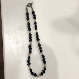 Black and iridescent bead necklace